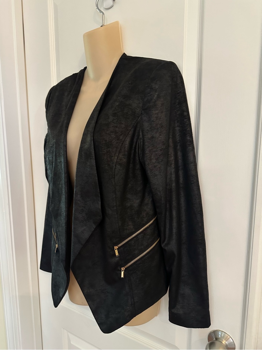 Cache‎ Faux Suede Draped Open Front Jacket Size 10